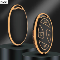 5 7 Buttons Gold Edge TPU Car Key Case Cover Shell For Hyundai Kona Ev Grandeur GN7 2023 Keyless Protector Fob Bag Accessories