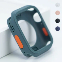 TPU Cover Case for Apple Watch 9 8 7 45/41mm Skeleton Protector for IWatch Series 5 6 Se 4 44mm 40mm Change To Ultra2 49mm
