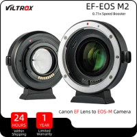 Viltrox EF-EOS M2 Lens Adapter Auto Focus 0.71x Focal Reducer Speed Booster for Canon EF to M Mount Camera M50 M5 M6