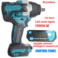 1800N.M Torque Brushless Electric Impact Wrench For Trucks 1/2 inch Cordless Wrench Driver Tool For Makita 18V Lithium Battery