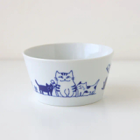【Just Home】日本製手繪感貓咪陶瓷5吋碗 貓家族(碗 陶瓷碗 飯碗 湯碗)