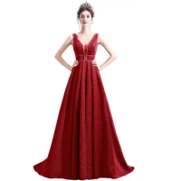 Suosikki Backless Lace Up Flowers Elegant Evening Dress Floor Length Party Gown Evening Gowns