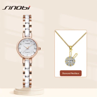 SINOBI Elegant Woman Watches Fashion Design Ladies Watches Set Necklace Top Luxury Female Quartz Wristwatches Best Gifts