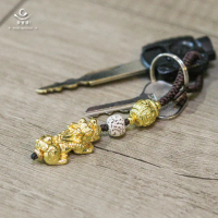 【聚寶閣】大甲鎮瀾宮過爐加持 財福貔貅黃銅鑰匙扣(招財聚財)