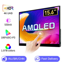 15.6 / 13 Inch 4K OLED Touch Screen Portable Monitor 550Nit USB-C HDMI-Compatible External Gaming Monitor for Xbox Switch Laptop