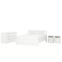 SONGESAND 臥室家具 4件組, 雙人床框, 白色