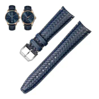 PCAVO 22mm 20mm Genuine Leather Watchband Fit For IWC IW503312 IW500713 IW344205 Blue Cowhide Watch Strap Men Pin buckle