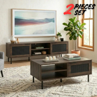 [Package] Moku Home DALLAS 180cm 2 In 1 Living Set-Walnut