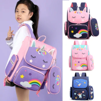 Cartoon 3D Creative Unicorn Primary Children School Bags Girls Cute Kids Backpack Light weight Waterproof Schoolbags+pencil case