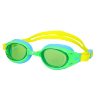 MIZUNO SWIM 兒童泳鏡-抗UV 防霧 蛙鏡 鏡面 游泳 戲水 水藍綠黃白