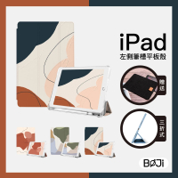 【BOJI 波吉】iPad 7/8/9 10.2吋 三折式內置筆槽透明氣囊軟殼 幾何色塊
