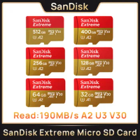 SanDisk Extreme Micro SD Card Memory Card A2 U3 V30 4K 128GB 64GB 256GB 512GB 1T Flash TF for Steam Deck Switch DJI Camera