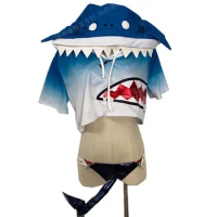 2021 Hololive Gawr Gura Cosplay Costume ENG Shark Costume for Women Halloween Youtuber Cosplay Bikini Swimsuit