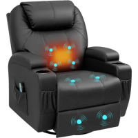 YESHOMY Recliner Chair Rotatable Elderly Friendly with Massage and Heating Function for Living Room,Bedroom, Black