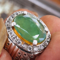 Cincin Batu Zamrud Colombia Emerald Berryl Ring Perak Kualitas Super