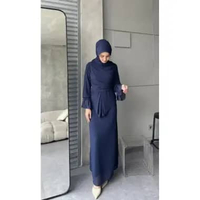 Ameena Dress Ceruti Ootd Hijab Fashion Simple Seragam Bridesmaid Kondangan BIGSIZE DRESS+HIJAB NAVY