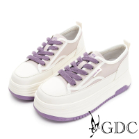 【GDC】素色童趣簡約綁帶厚底休閒鞋-紫色(326196-16)