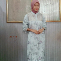 Gamis Kombinasi borkat organza bagian dada