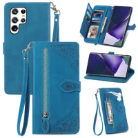 Zipper Leather Wallet Case for Samsung Galaxy S24 Ultra 5G Luxury Cover Multi Card Book Coque Samsung S24 Plus S 24 Ultra Funda