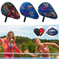 Training Leaves Pattern Protective Cover Ping Pong Paddles Case Table Tennis Rackets Bag Calabash Shape With Belt