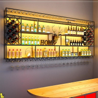 酒吧酒架壁掛置物架 餐廳簡約墻上菱形酒櫃 壁掛式紅酒架子展示架