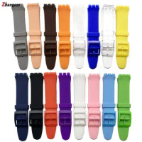 16mm 17mm 19mm 20mm Soft Silicone Watch Strap For Swatch Watch Straps Replacement Rubber Watch Bands 16 Colors Dropshipping