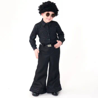 Children's Retro 70s Disco Sequins Singer Model Walk Show Performance Costume
