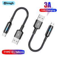 Elough 0.25M Short Cable Micro USB Type C Cable Portable Fast Charging Data Cord For Power Bank Huawei Xiaomi 3A Cabo USB C