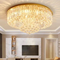 Golden K9 Crystal Ceiling Lamps LED Modern Ceiling Lights Fixture American Shining Hanging Lamp Living Room Bedroom Droplight