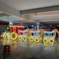 LED 3D Christmas Decoration shopping mall event Truck Motif Lights pop up LED Rope Lighted Outdoor 3D led Train motif light