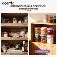 ecentio toples kaca 6pcs 480ml x3 & 350ml x3 toples lebaran ramadan food jar kedap udara toples kue 
