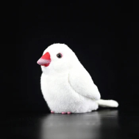 White-headed Munia Sparrow Plush Toy Finch Plushie Java Rice Bird Peluche Pendant Lifelike Animals Simulation Doll For Kids Gift