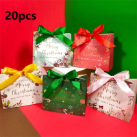 20pcs Christmas Gift Bag Hot Stamping PVC Window Bags DIY Handmade Candy Cookie Packaging Bag Festival Party Decoration Supplies