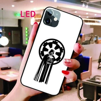 Luminous Tempered Glass phone case For Apple iphone 12 11 Pro Max XS mini star wars Acoustic Control Protect LED Backlight cover