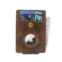 100% Genuine Leather Cash Clip Wallet with AirTag Wallet for Men Mens Wallet with Cash Clip with AirTag Holder for Air Tag