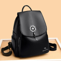 Designer Multifunctional Women's Anti Theft Backpack Women's Soft Leather Travel Backpack Large Capacity Multi Pocket Backpack