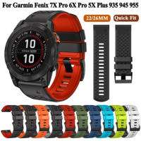 For Garmin Fenix 7X 7 Pro 6 6X Pro 5X 5 Plus Sapphire 935 945 955 Watch Strap Bracelet Quickfit 26/22mm Silicone Band Wristband