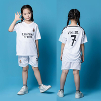 2425 Trang Phục Bóng Đá Real Madrid 5 Số Belinham 7 Số Vinicius 9 Bộ Đồ Đen Trắng Áo Trẻ Em Của Mbap