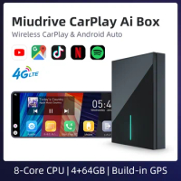 Miudrive Ai Box 4+64G Wireless Apple CarPlay Netflix Youtube Spotify Google Play Store 4G GPS For Audi Benz VolksWagen