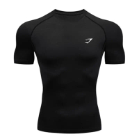 GYMSHARK Fitness Top Men's Cross-Border Explosive Tights Men's Running Training Short Sleeve T-Shirt