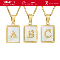 Kalung Huruf Inisial Nama Kotak Alphabet Letter Necklace Lapis Emas Silver S925