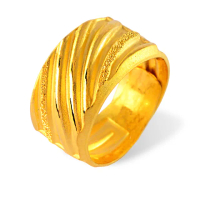 【福西珠寶】買一送珠寶盒9999黃金戒指 手寫的從前戒指 寬版男戒(金重5.41錢+-0.03錢)