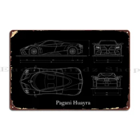 Pagani Huayra Blueprint Metal Sign Plates Design Party Club Design Mural Tin Sign Poster