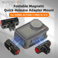 ที่ยึดอะแดปเตอร์แม่เหล็ก, Sunnylife, สำหรับ DJI Osmo Action 5 Pro 4 3, พับได้, ฐานยึดแบบปลดเร็ว, ที่