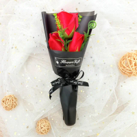 【六分埔禮品】三朵玫瑰香皂花束-盒裝附提袋(擺飾情人節紀念日母親節畢業禮物香皂花人造花)