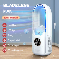 Air Cooler Fan เครื่องปรับอากาศ Portable Cooling Fan Humidifier bladeless Fan with LED LIGHT