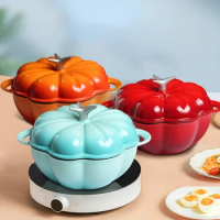 Enamel Colour Pumpkin Pots: Self Circulation Water Drop Design Good Heat Conduction Cast Iron Cooking Pots