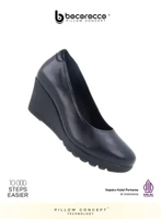 Bocorocco D. Bologna 99 Nero - Wedges Kulit Asli Warna Hitam 35