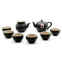 【LohasPottery 陸寶】禪風刺繡茶禮-娘子 一壺六杯一茶海(茶具用品 茶器套裝杯壺組)