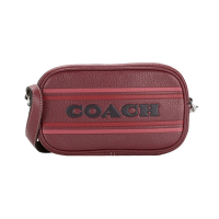 【COACH】磚紅色COACH LOGO條紋皮革手機手拿包(CH309 SVMZI)